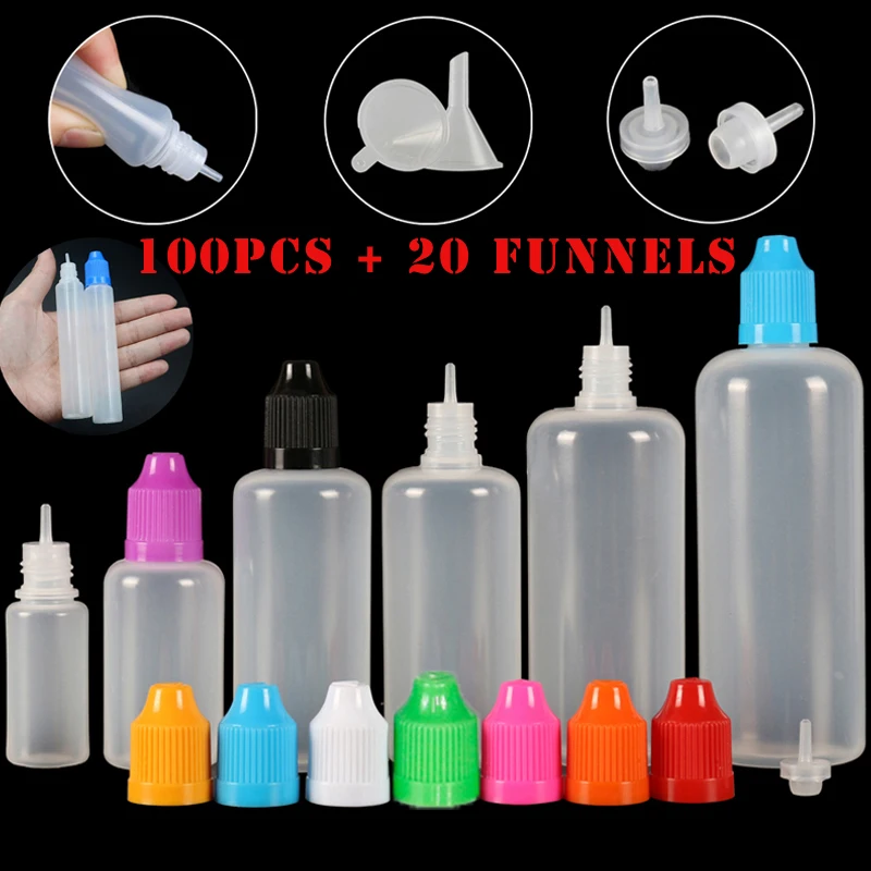 Juice Bottle Dropper - 100 sztuk 3/5/10/15/20/30/50/100/120ml puste plastikowe LDPE
